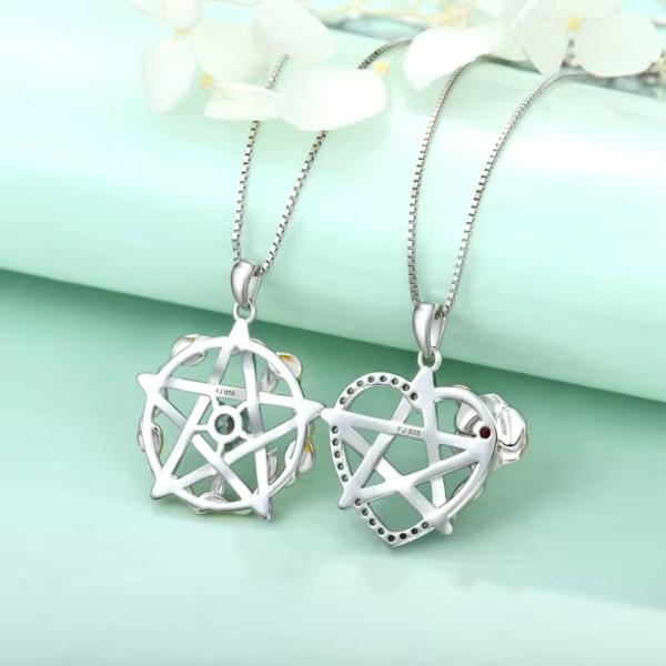 YASVITTI 925 Sterling Silver Pentagram Star Heart Pendant Necklace Set Cubic Zirconia and Rose Gold Plated Wholesale