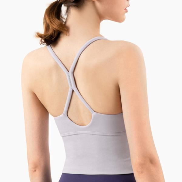 Gota suada de nylon sexy da água de Wicking do sutiã dos esportes de 9 mulheres Nude da ioga das cores para trás