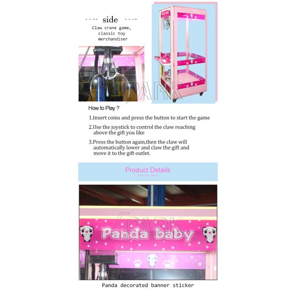 Attractive Bear Design Full transparent glass material toy scratch lift vending machine coin operated
