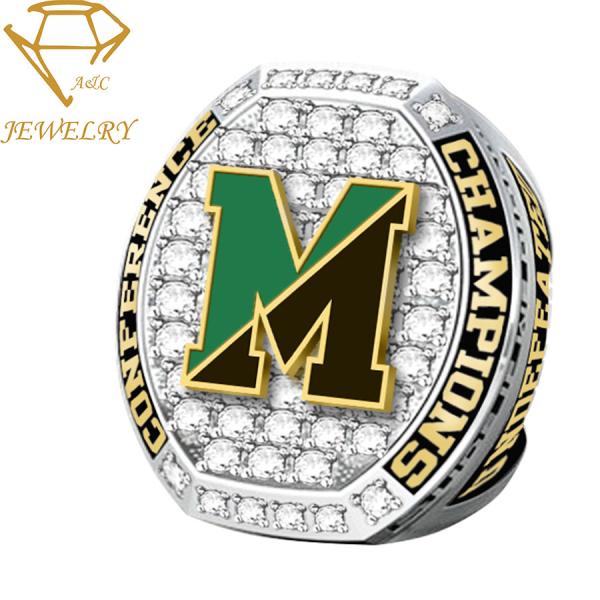 Custom Silver Award National Sports Championship Rings With Bling Stones