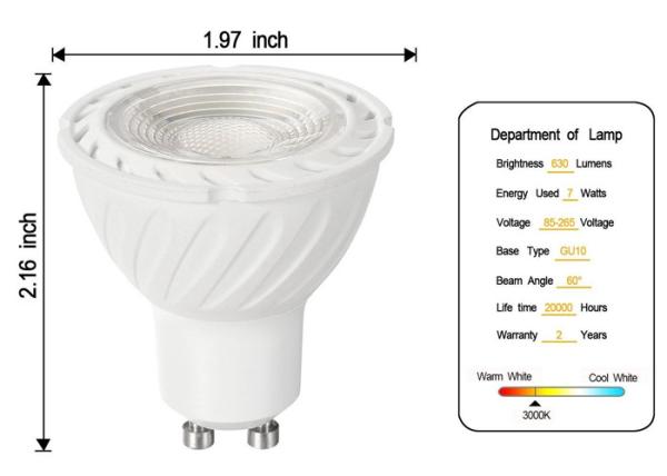 7W Dimmable GU10 MR16 COB LED Spotlight Bulb Warm Cold White