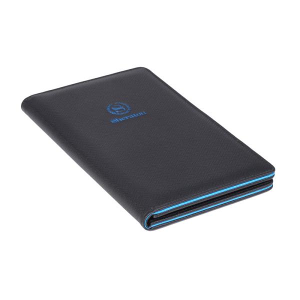 odm blue black faux leather service directory folder for 5 star motel