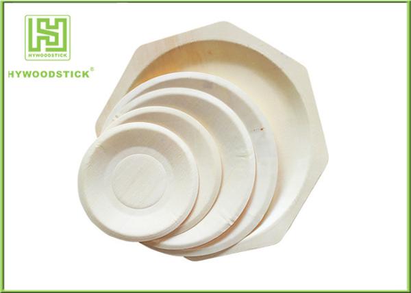 Round White Disposable Wooden Plates bulk For Fruit 5'' 6'' 7'' 8'' Size