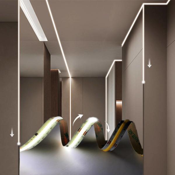 90lm/W COB LED Strip DC24V CRI90 312LEDs/m with Stable Dam Glue and 60000 Hours Working Lifetime