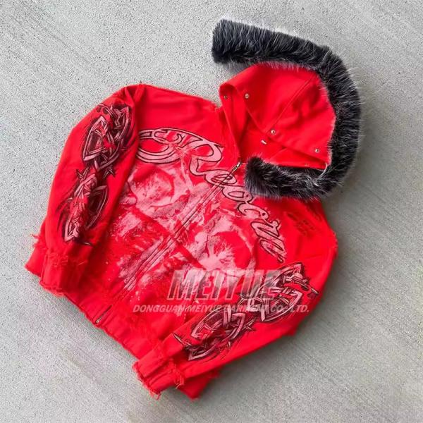 Customévete de sudadera con capucha de ácido Vintage Vintage Distresa Digital Condemo Capota Drop de hombro Hombras extraíbles Coloque con capucha con capucha con capucha