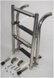 New Stainless Rails 3 Step Boat Outboard Swim Platform Ladder Telescoping Ladder