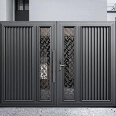 External Aluminium Sliding Doors Powder Coated Aluminum Entry Gates Adjustable Louvers Or Retractable Canopy
