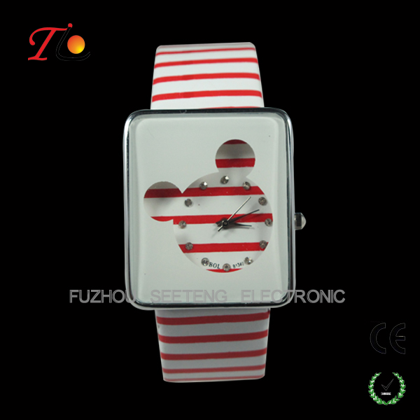 Cute Mickey Mouse style lady watch hot selling watches young girl watch for promotion