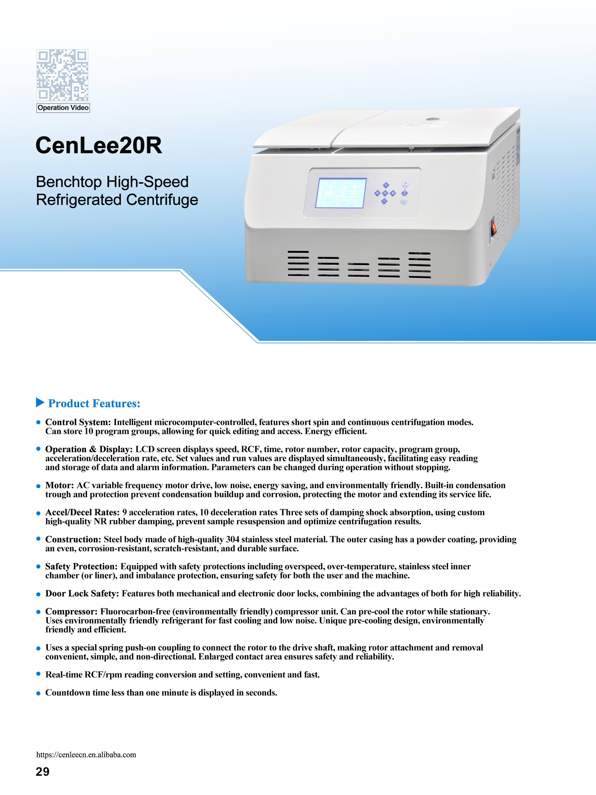 Factory CE 20500rpm 6x100ml Angle Rotor High Speed Refrigerated Centrifuge Veterinary Diagnostics Lab Use JN-CenLee20R