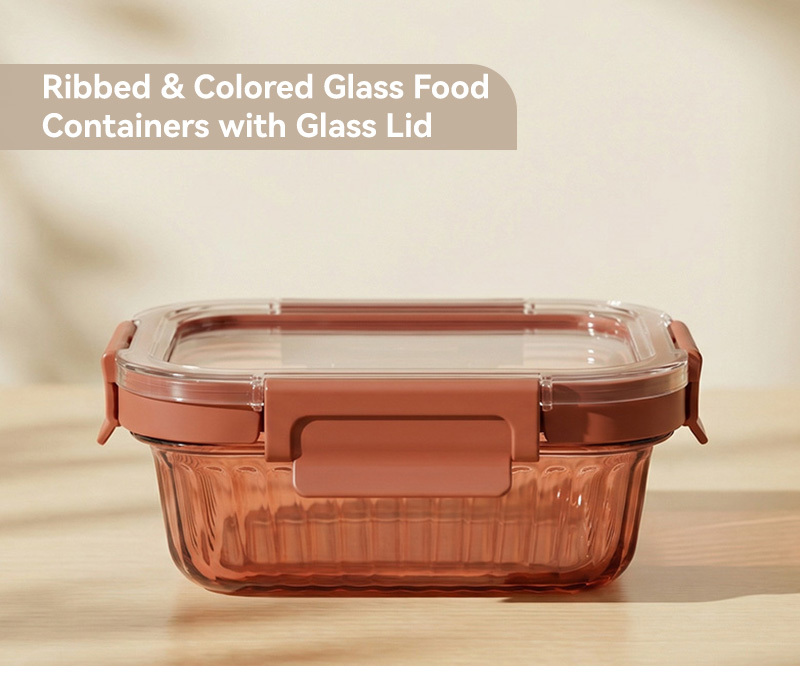 Unique Color Microwave Safe Glass Containers With Glass Lids For Grocery Chains & Private Label Distributors