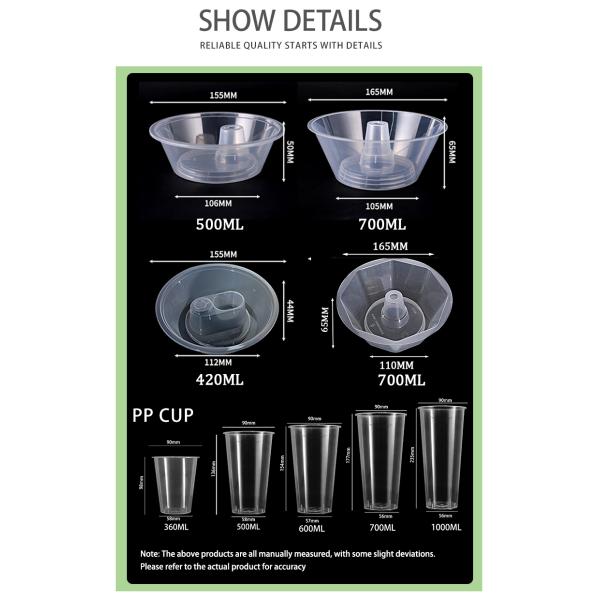 2 in 1 Black Plastic Cup with Holder Snack and Drink in One Cup Hotpot Bubble Cup With Bowl on Top