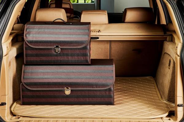 PU Wooden Black Auto Storage Organizer , Trunk Storage Organizer 50 * 32 * 30cm