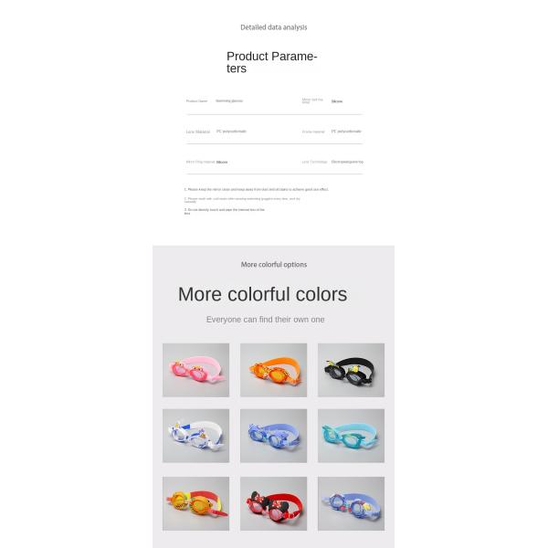 Gafas de natación para niños, lindas, antivaho, anti-ultravioleta, impermeables