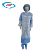 SMS aislamiento vestido quirúrgico desechable Nivel 3 con manguito de punto