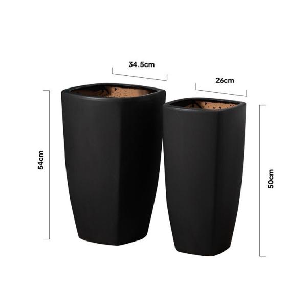 Modern nordic home hotel decoration tall black ceramic indoor floor flower plant pots set for sale
