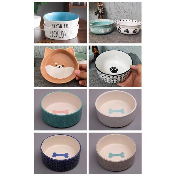 Cat Ceramic Pet Bowl Anti Vomiting Tilted With 4.5 Inch 6 Inch Size