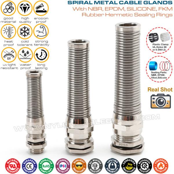 Brass Copper IP68 Cable Glands Metric M12-M30 (Spiral Type) with Anti-twist Protection Медно латунные метрические кабельные вводы IP68 M12~M30 (спирального типа) с защитой от перекручивания