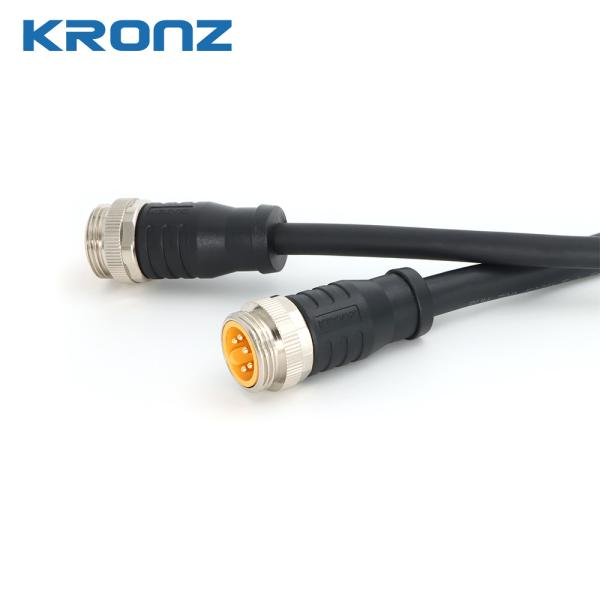 Circular 7/8 Connectors 8A With Straight PVC Cable Outlet And Black Housing Material