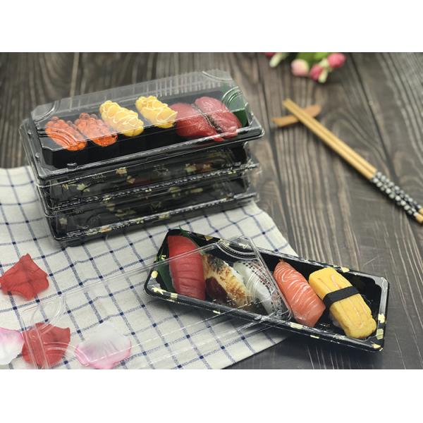 Transparent Lid Plastic Sushi Tray Food Grade Disposable