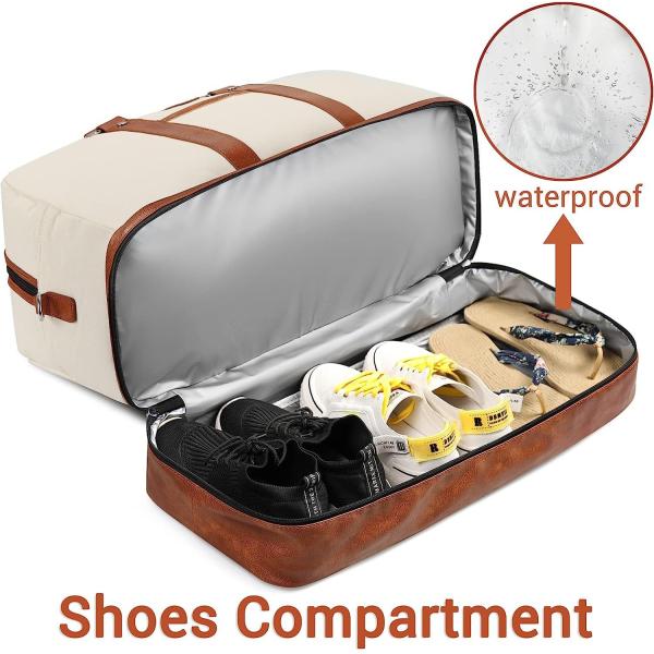 3 In 1 Large Capacity Canvas Leather Weekender Bag Multifunctional Design OEM ODM
