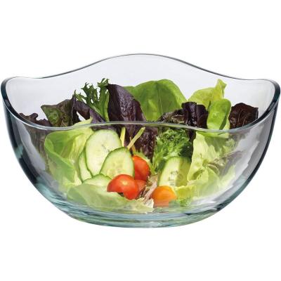 Onda durável transparente Rim Glass Charger Plates, bacia de vidro da salada de fruto