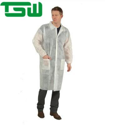 Long Sleeve 50gsm PP Disposable Lab Coat Fluid Resistant
