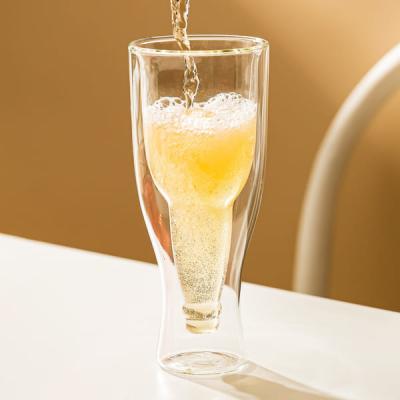 Custom Clear Upside Down Beer Glass 235ml Hand Blown 8 Oz Double Wall Cups