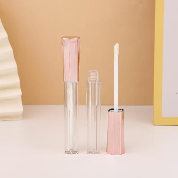 Cubierta de aluminio de metal de diamante octogonal, tubo de plástico con esmalte labial