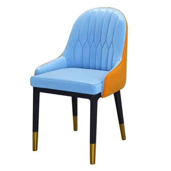 Silla de comedor de cuero de PU moderna con patas de metal - ajustable