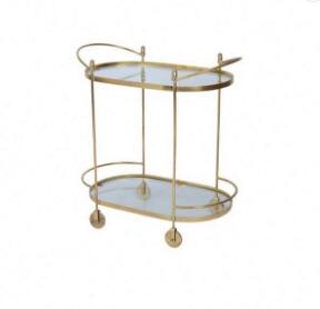 Steel Frame Gold Glass Bar Cart Beverage Liquor Trolley Furniture