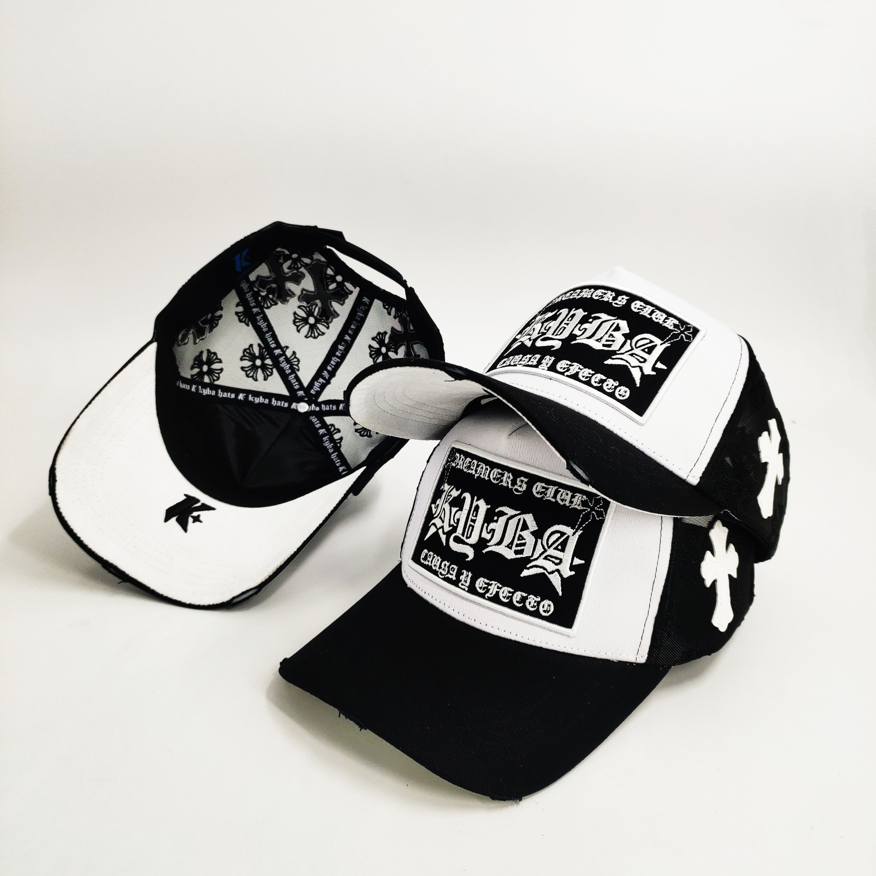 Embroidered Patch Flowers Custom Embroidery Trucker Hats Mesh Cotton PU Leather Stitching All Around Patch