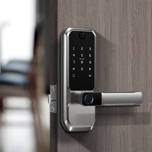 Tuya  Smart Lock Electronic Keypad Entry Door Auto Lock Password Smart Handle Fingerprint Lock with Gun-mental Grey