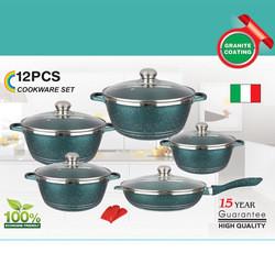 Cheap Cast 12 PCS Medical Stone Cooking Pot Set Dessini Non Stick Cookware Set Ollas Aluminum Induction Cookware Sets