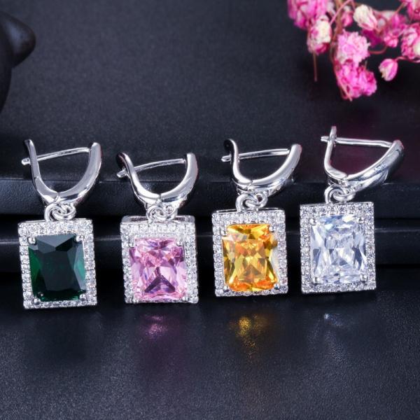 Fashion Square Shiny Rhinestones Necklace Ring Earrings Wedding Jewelry Elegant Luxury New Women Jewelry Sets