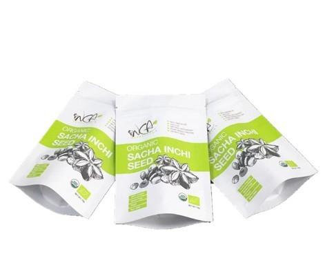 Matt plastic organic resealable sacha inchi seed stand up k pouch