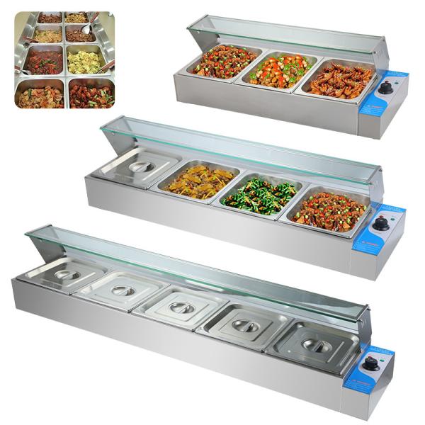 Buffet de fast food eléctrico Bain Marie com material de aço inoxidável a 1440 * 350 * 305mm