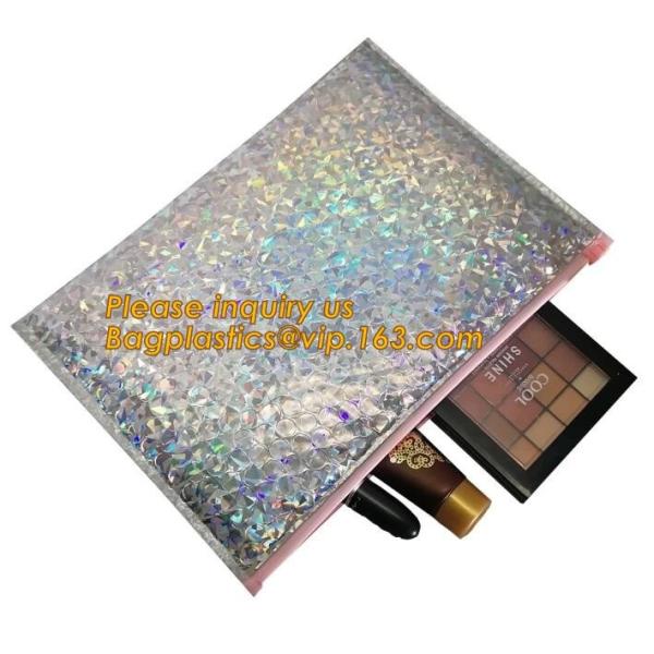 k Bubble Bag Zipper Padded Bag with LOGO for Cosmetic,custom colorful metallic bubble zipper bag Packaging Cosmeti