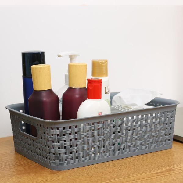 Impact Resistant Sustainable Woven Plastic Storage Basket For Bathroom Kitchen