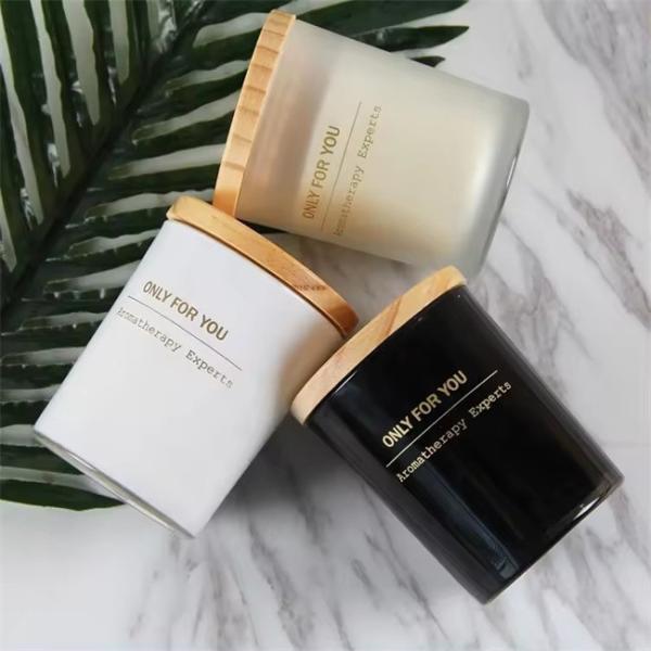 8oz 10oz 15oz Amber Black Clear White Candle Jar With Wooden Lid Empty Candle Jar Glass With Metal Lid