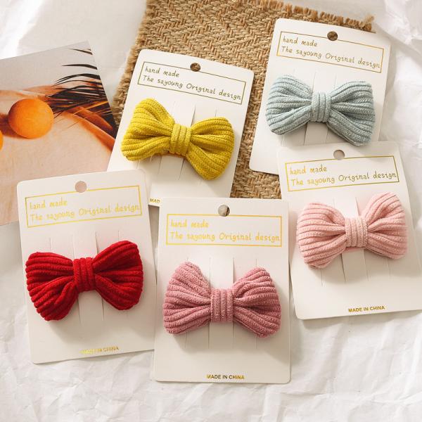 Kids girls candy colored DIY INS BB clip bobby pins Cute knotted fabric hair accessories OEM logo