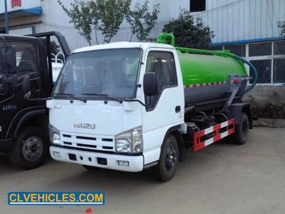 100P 98hp ISUZU Sewage Suction Truck 4000 Liters 60 Km/h Max Speed