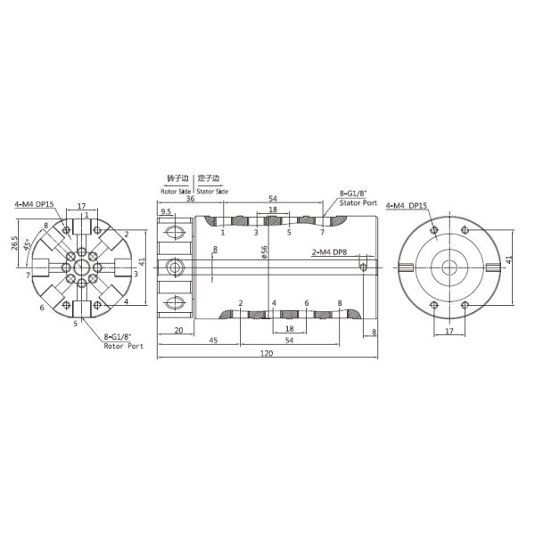 Mechanical Electric Pneumatic Rotary Union Joint 1000RPM