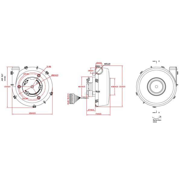 12V-24V OWB13075 DC Air Blower Vacuum Motor 40CFM 6.5Kpa For Medical Device