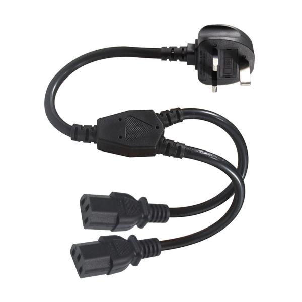 イギリス 3Pin から 2x IEC C13 電源コード H05VV-F 0.75mm2