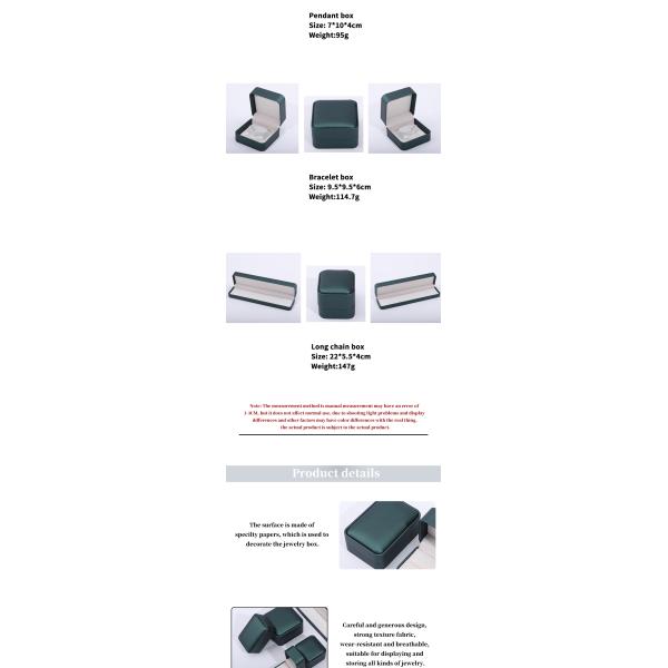 Dark Green Convex Faux Leather Jewelry Storage Box Luxury Organizer Packaging