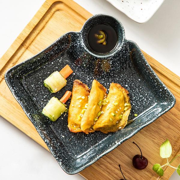 Banquet Retro Black Porcelain Dinnerware stackable Porcelain Divided Dinner Plates