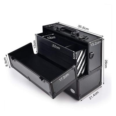 Adjustable Aluminum Makeup Vanity Case , Makeup Storage Organizer Box