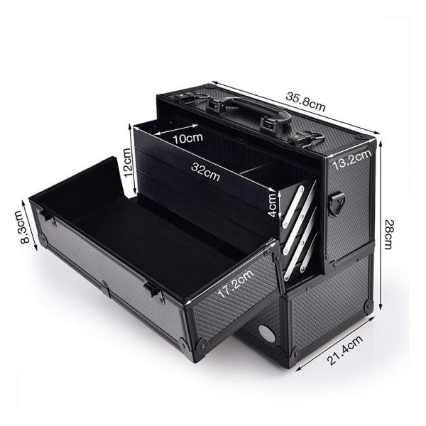 Adjustable Aluminum Makeup Vanity Case , Makeup Storage Organizer Box