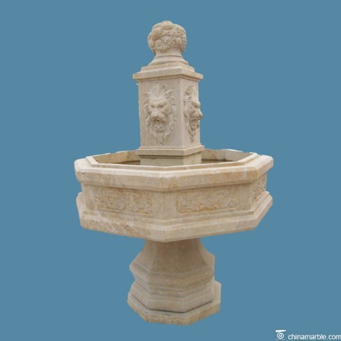 Lion Head Carved Marble Fountain Stone Water Outdoor Decro