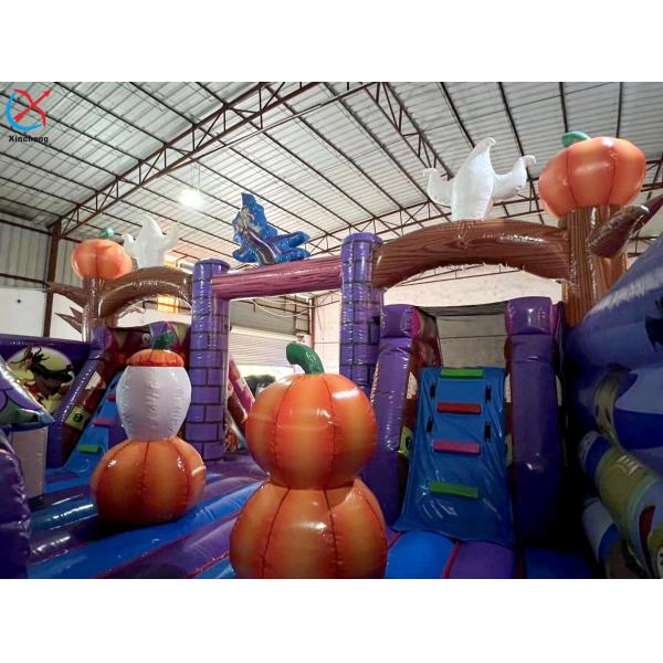 Commercial Inflatable Fun City Halloween Pumpkins Purple Inflatable Castle